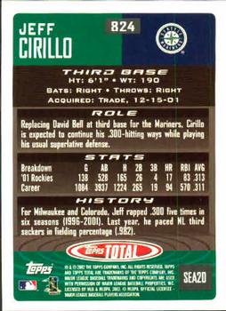 2002 Topps Total #824 Jeff Cirillo Back