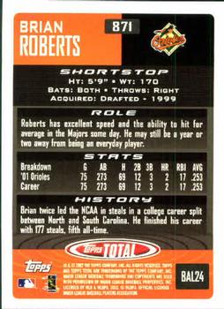 2002 Topps Total #871 Brian Roberts Back