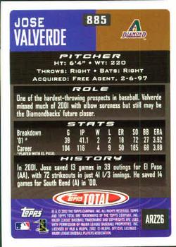 2002 Topps Total #885 Jose Valverde Back