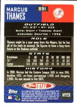 2002 Topps Total #891 Marcus Thames Back