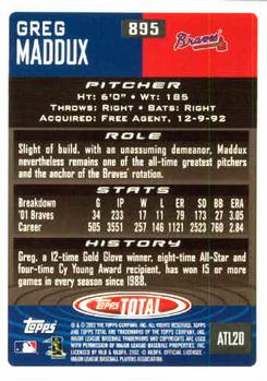 2002 Topps Total #895 Greg Maddux Back