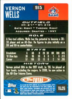2002 Topps Total #915 Vernon Wells Back