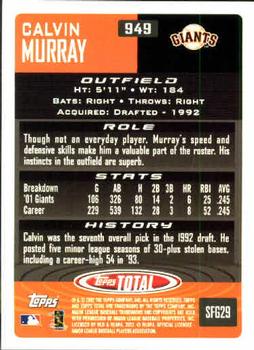 2002 Topps Total #949 Calvin Murray Back