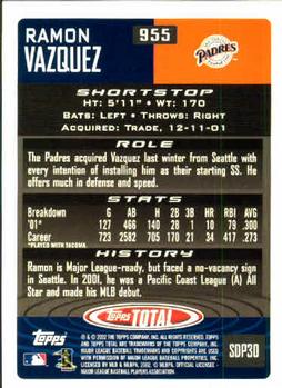 2002 Topps Total #955 Ramon Vazquez Back