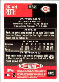2002 Topps Total #982 Brian Reith Back
