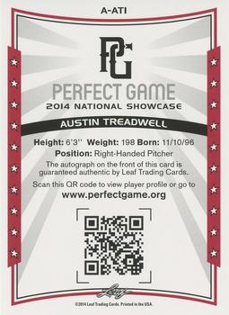 2014 Leaf Perfect Game - Autographs Black #A-AT1 Austin Treadwell Back