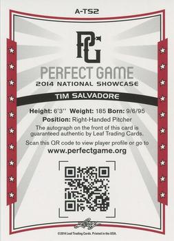 2014 Leaf Perfect Game - Autographs Gold #A-TS2 Tim Salvadore Back