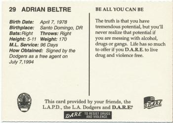 1999 Los Angeles Dodgers Police #29 Adrian Beltre Back