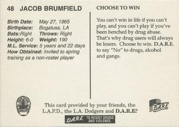 1999 Los Angeles Dodgers Police #48 Jacob Brumfield Back