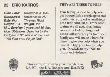 1999 Los Angeles Dodgers Police #23 Eric Karros Back