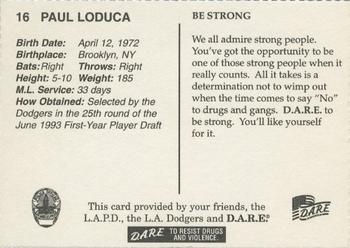 1999 Los Angeles Dodgers Police #16 Paul LoDuca Back