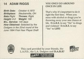 1999 Los Angeles Dodgers Police #14 Adam Riggs Back