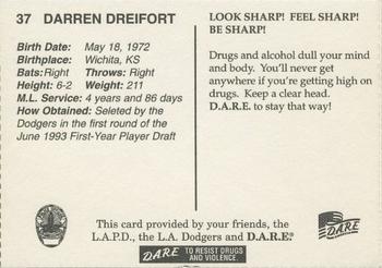 1999 Los Angeles Dodgers Police #37 Darren Dreifort Back