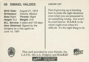 1999 Los Angeles Dodgers Police #59 Ismael Valdes Back