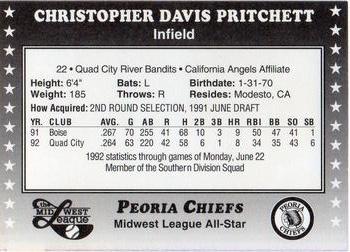 1992 Midwest League All-Stars #NNO Chris Pritchett Back
