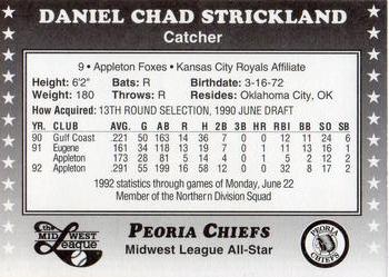 1992 Midwest League All-Stars #NNO Chad Strickland Back