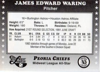 1992 Midwest League All-Stars #NNO Jim Waring Back