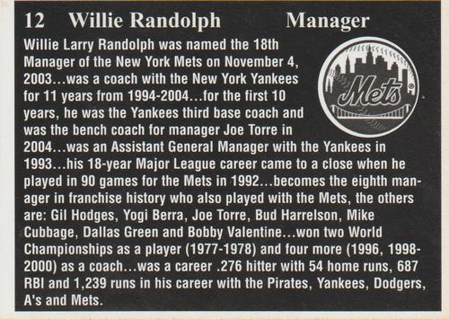 2006 Marc S. Levine (Starlight Starbright) New York Mets #12 Willie Randolph Back