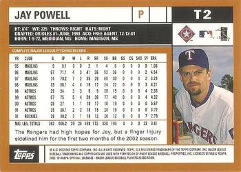 2002 Topps Traded & Rookies #T2 Jay Powell Back