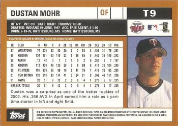 2002 Topps Traded & Rookies #T9 Dustan Mohr Back