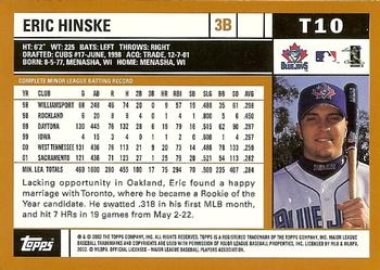 2002 Topps Traded & Rookies #T10 Eric Hinske Back
