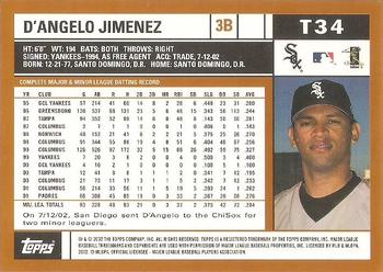2002 Topps Traded & Rookies #T34 D'Angelo Jimenez Back