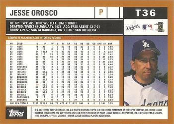 2002 Topps Traded & Rookies #T36 Jesse Orosco Back