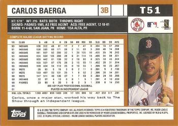 2002 Topps Traded & Rookies #T51 Carlos Baerga Back