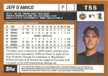 2002 Topps Traded & Rookies #T55 Jeff D'Amico Back