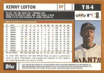 2002 Topps Traded & Rookies #T84 Kenny Lofton Back