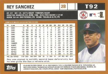 2002 Topps Traded & Rookies #T92 Rey Sanchez Back