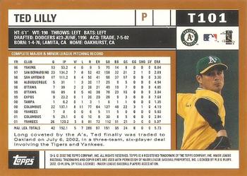 2002 Topps Traded & Rookies #T101 Ted Lilly Back