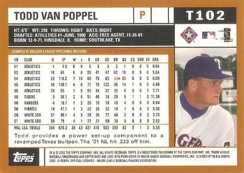 2002 Topps Traded & Rookies #T102 Todd Van Poppel Back