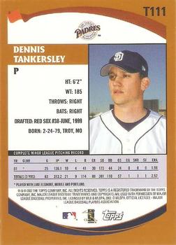 2002 Topps Traded & Rookies #T111 Dennis Tankersley Back