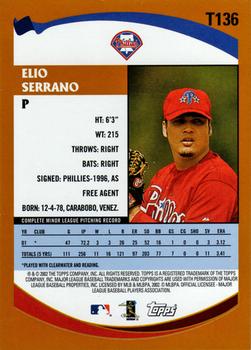 2002 Topps Traded & Rookies #T136 Elio Serrano Back