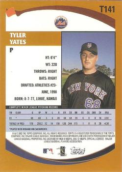 2002 Topps Traded & Rookies #T141 Tyler Yates Back
