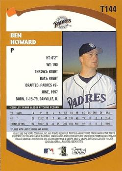 2002 Topps Traded & Rookies #T144 Ben Howard Back