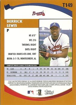 2002 Topps Traded & Rookies #T149 Derrick Lewis Back