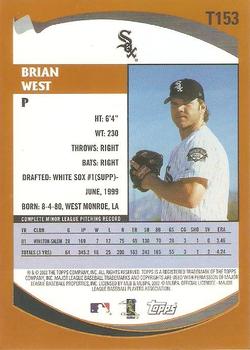 2002 Topps Traded & Rookies #T153 Brian West Back