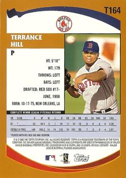 2002 Topps Traded & Rookies #T164 Terrance Hill Back