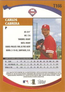 2002 Topps Traded & Rookies #T166 Carlos Cabrera Back