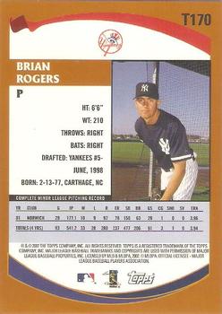 2002 Topps Traded & Rookies #T170 Brian Rogers Back