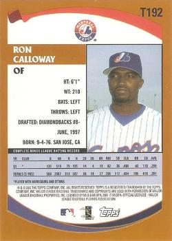 2002 Topps Traded & Rookies #T192 Ron Calloway Back