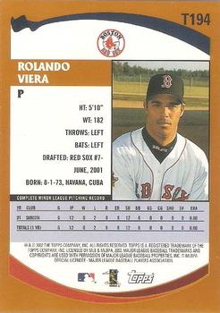2002 Topps Traded & Rookies #T194 Rolando Viera Back