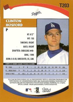 2002 Topps Traded & Rookies #T203 Clinton Hosford Back