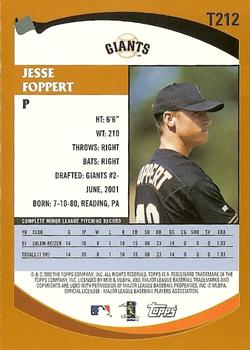 2002 Topps Traded & Rookies #T212 Jesse Foppert Back