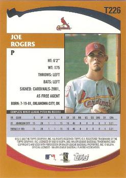 2002 Topps Traded & Rookies #T226 Joe Rogers Back