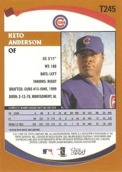 2002 Topps Traded & Rookies #T245 Keto Anderson Back