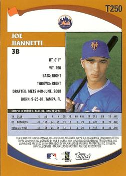 2002 Topps Traded & Rookies #T250 Joe Jiannetti Back