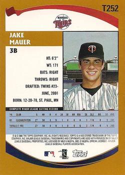 2002 Topps Traded & Rookies #T252 Jake Mauer Back